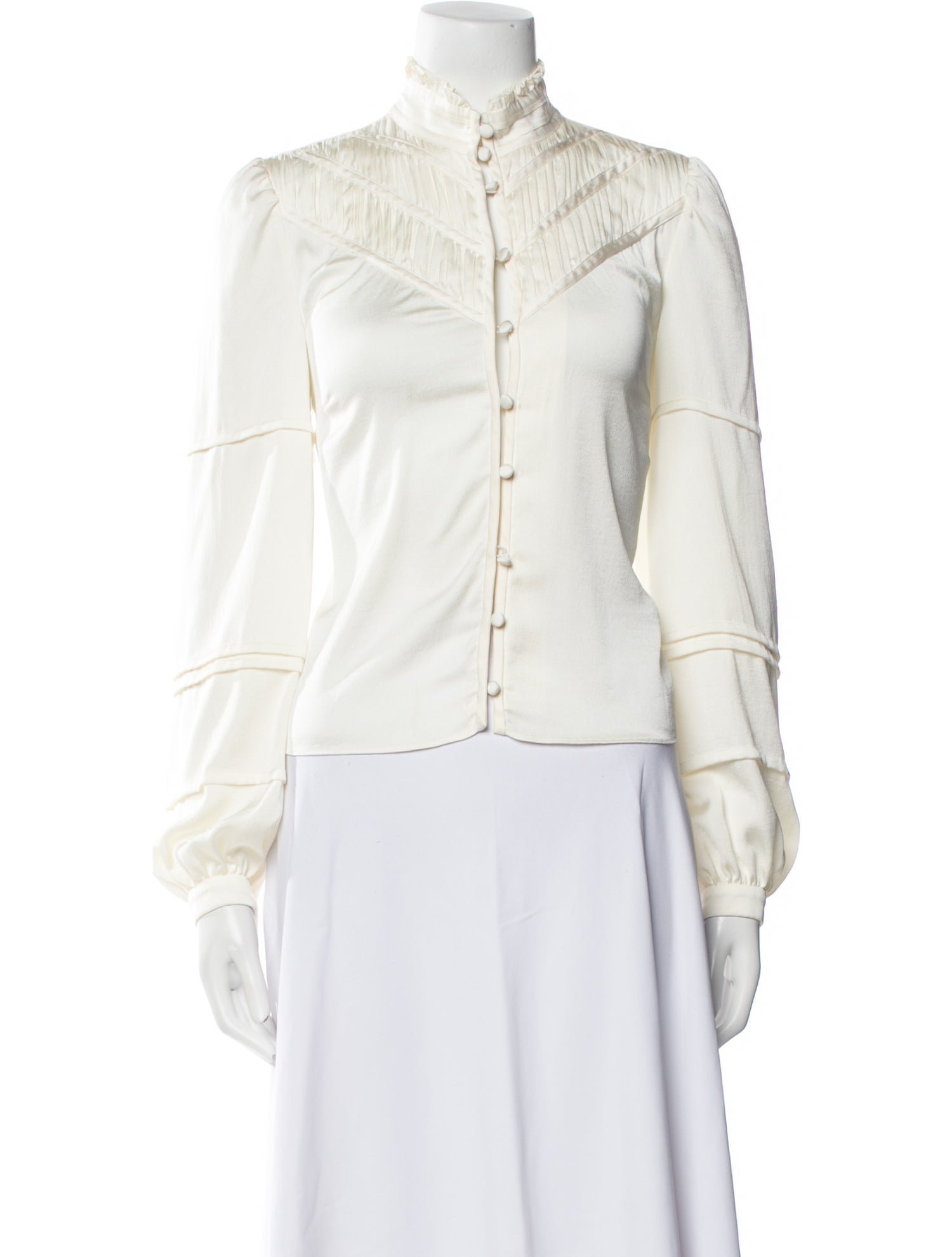 Veronica Beard Mock Neck Long Sleeve Blouse