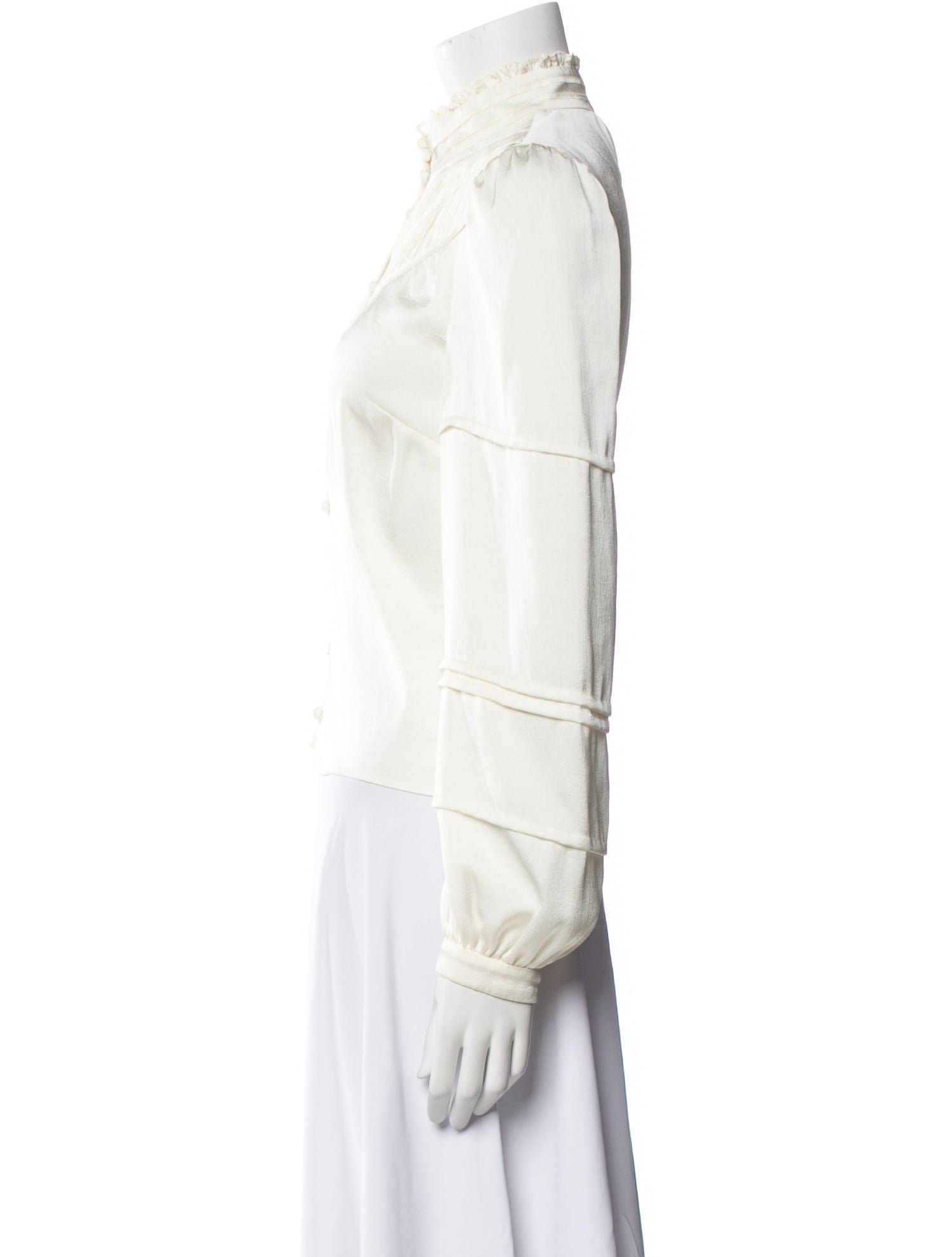 Veronica Beard Mock Neck Long Sleeve Blouse