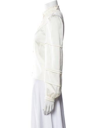 Veronica Beard Mock Neck Long Sleeve Blouse