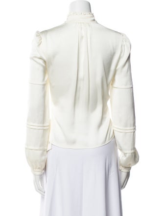 Veronica Beard Mock Neck Long Sleeve Blouse