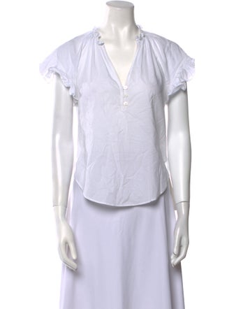 Veronica Beard V-Neck Short Sleeve Top