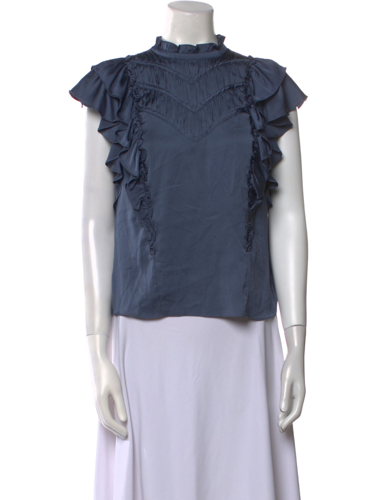 Veronica Beard Mock Neck Short Sleeve Blouse