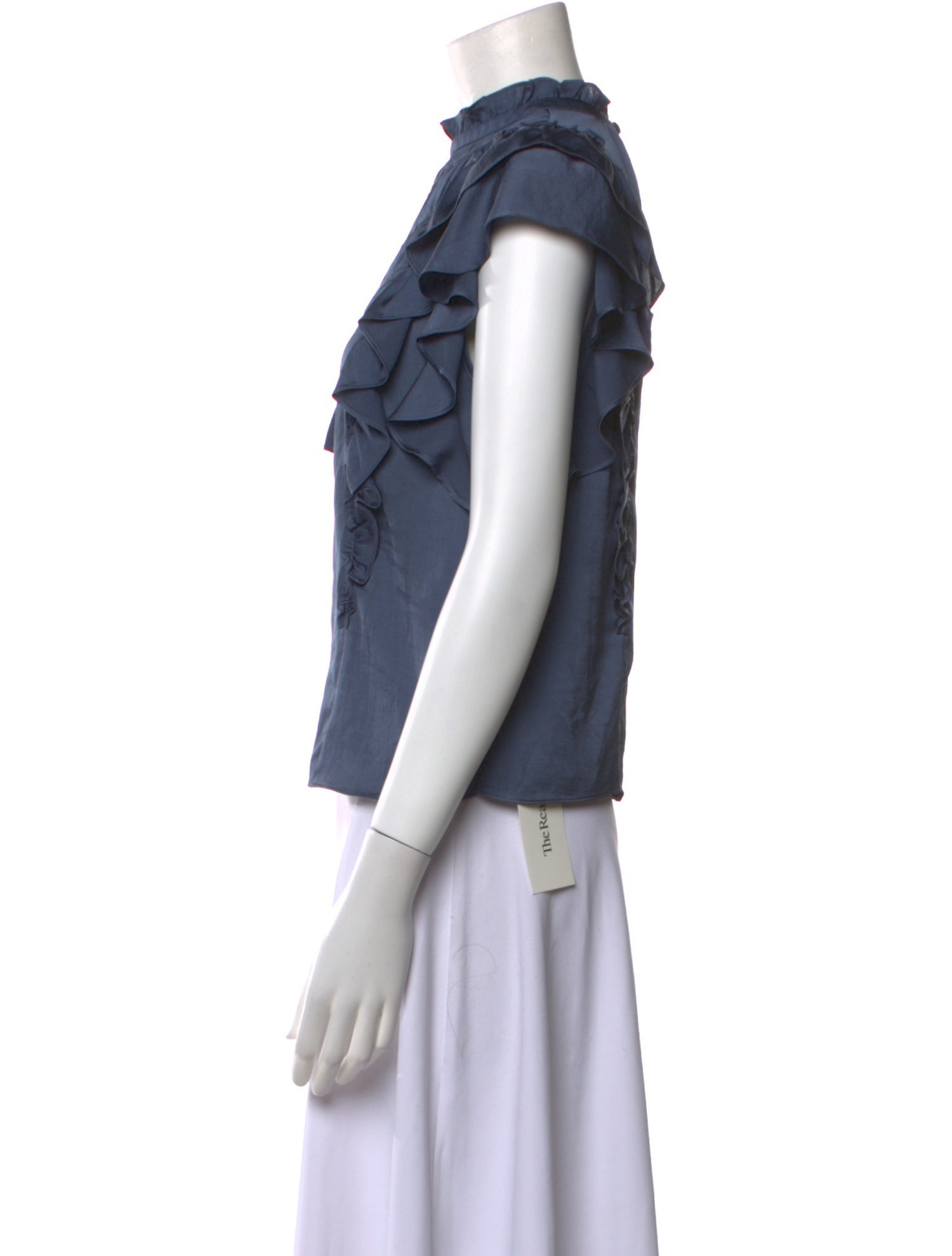 Veronica Beard Mock Neck Short Sleeve Blouse