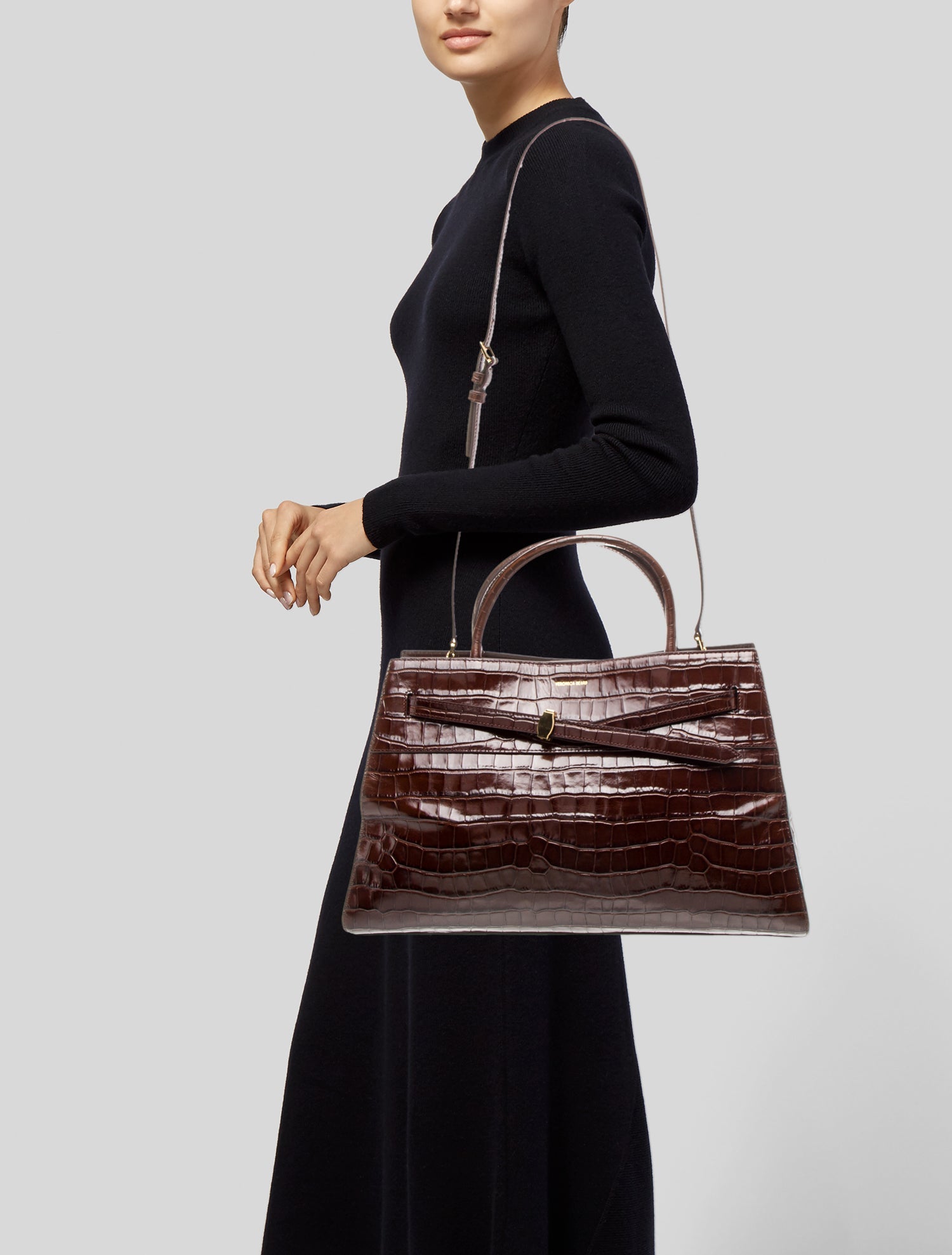 Veronica Beard Embossed Leather Top Handle Bag