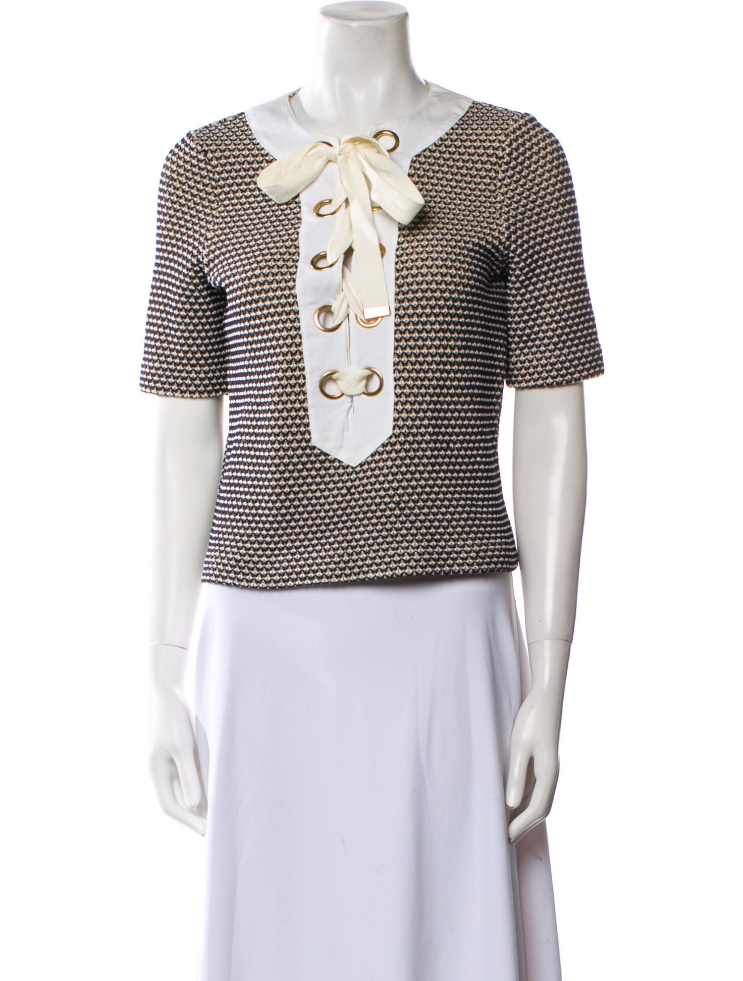 Veronica Beard Printed Square Neckline Crop Top