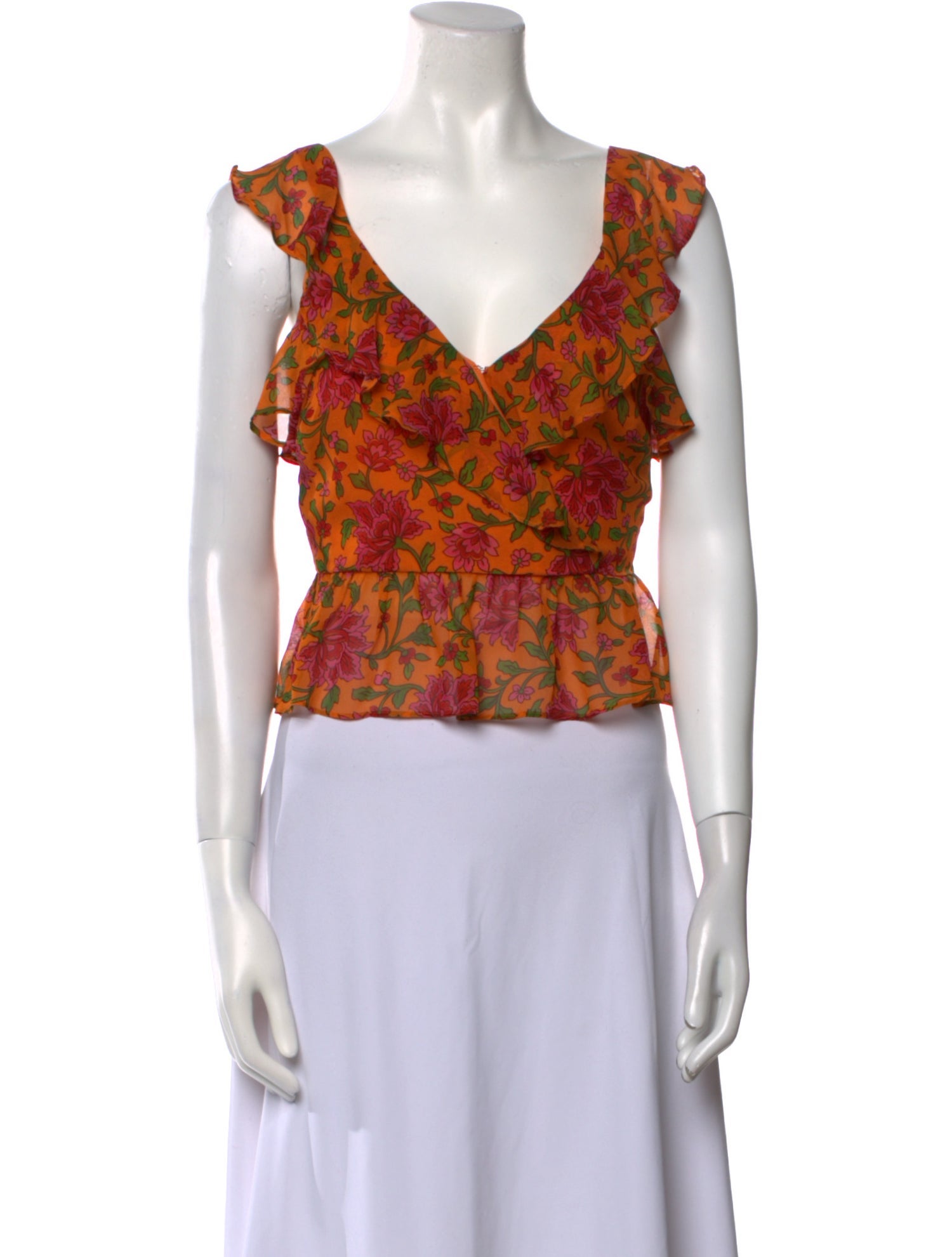 Veronica Beard Silk Floral Print Crop Top