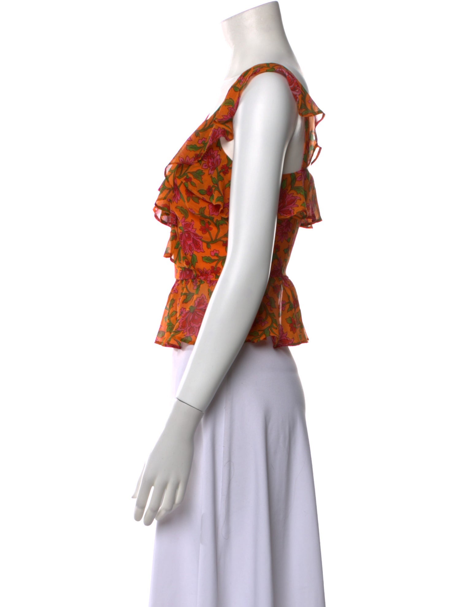 Veronica Beard Silk Floral Print Crop Top