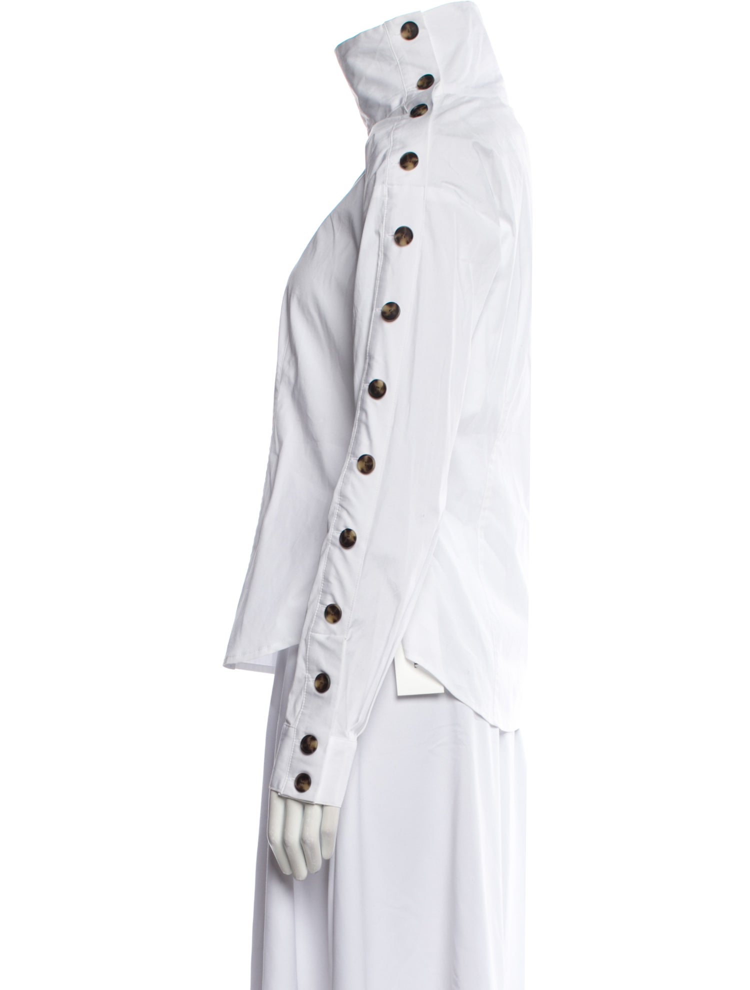 Veronica Beard Mock Neck Long Sleeve Button-Up Top