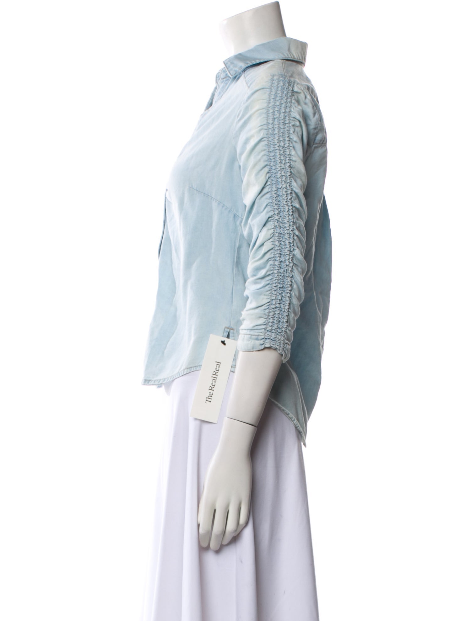 Veronica Beard V-Neck Three-Quarter Sleeve Button-Up Top