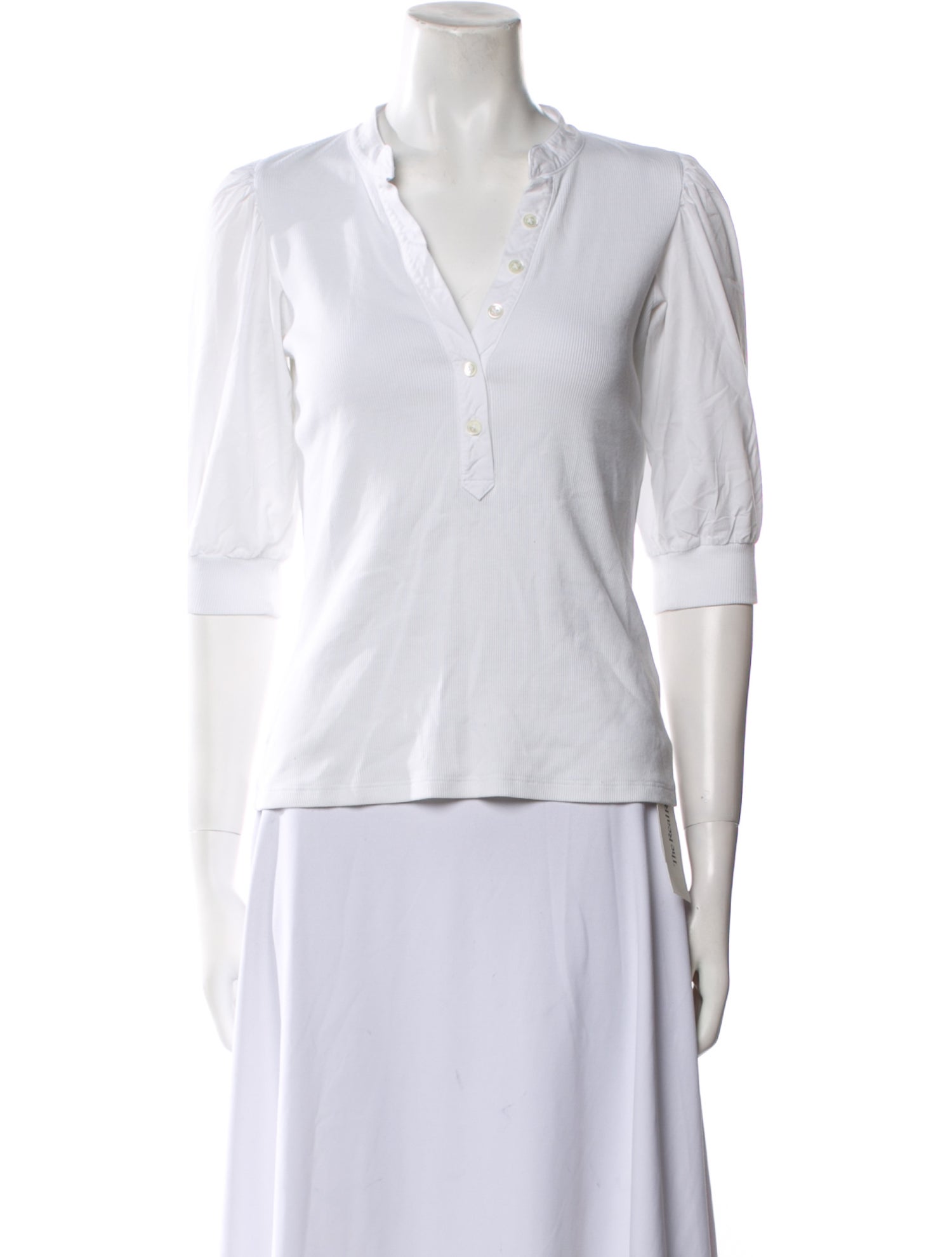 Veronica Beard V-Neck Three-Quarter Sleeve Polo