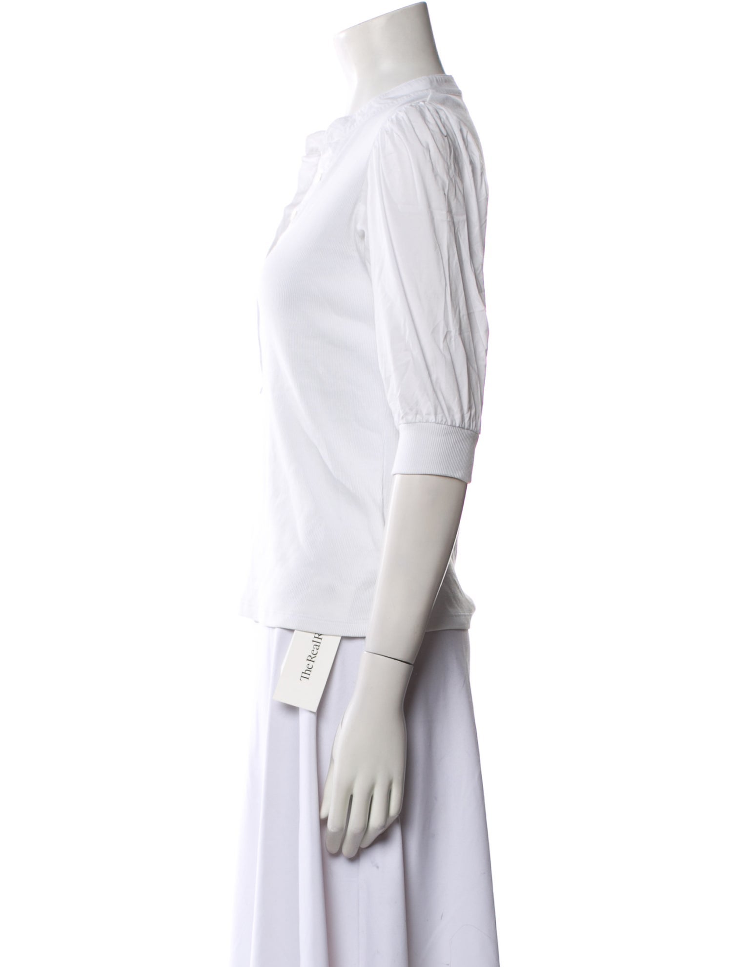 Veronica Beard V-Neck Three-Quarter Sleeve Polo