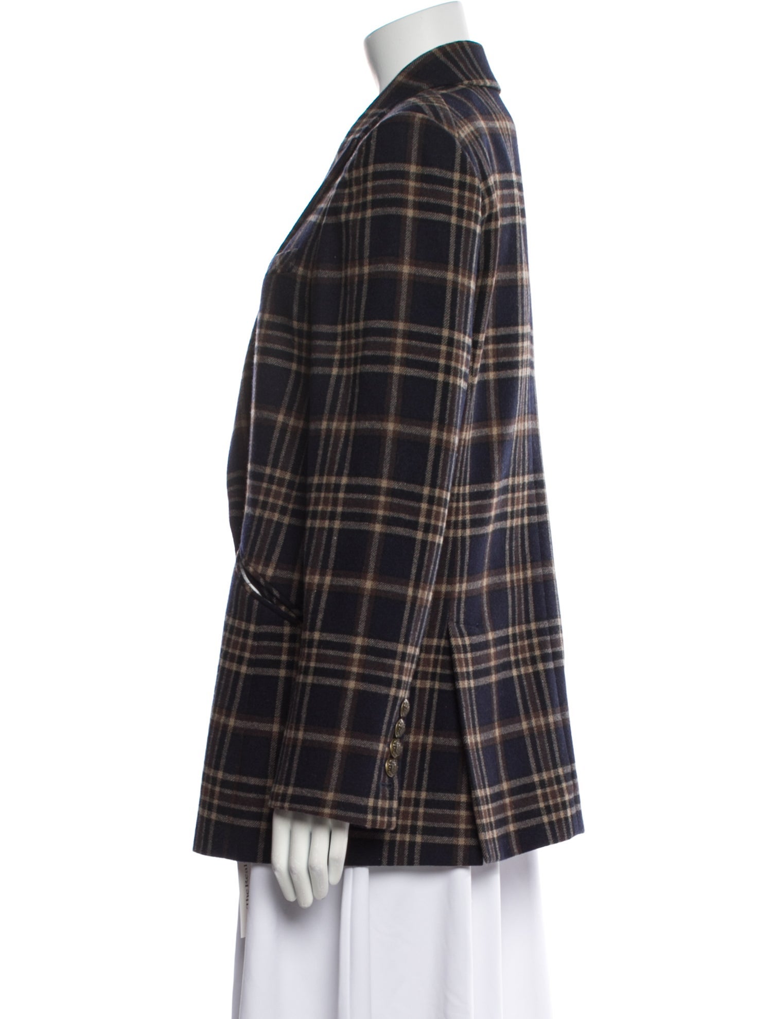 Veronica Beard Wool Plaid Print Blazer