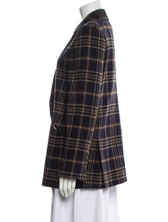 Veronica Beard Wool Plaid Print Blazer