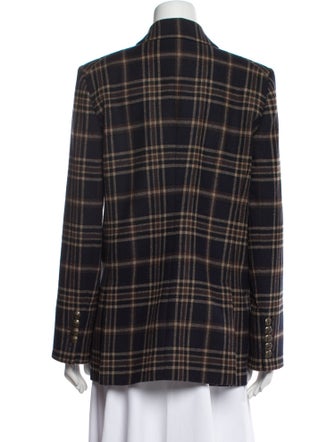Veronica Beard Wool Plaid Print Blazer