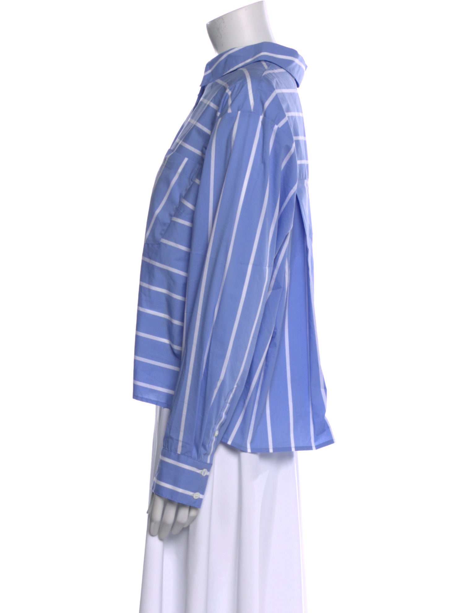 Veronica Beard Striped Long Sleeve Button-Up Top