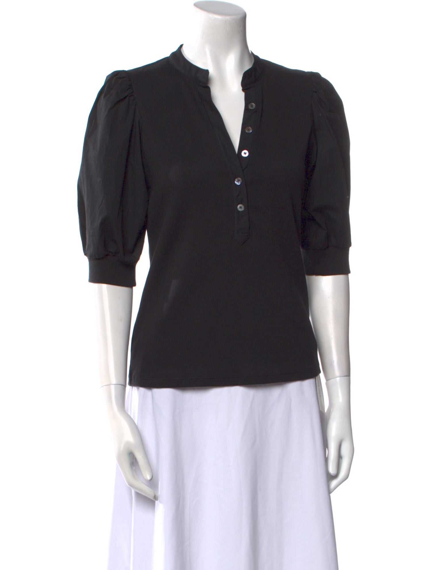 Veronica Beard V-Neck Three-Quarter Sleeve Polo