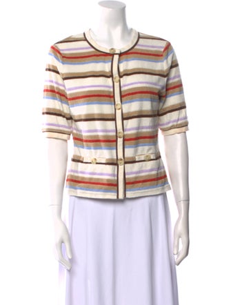 Veronica Beard Striped Crew Neck Crop Top