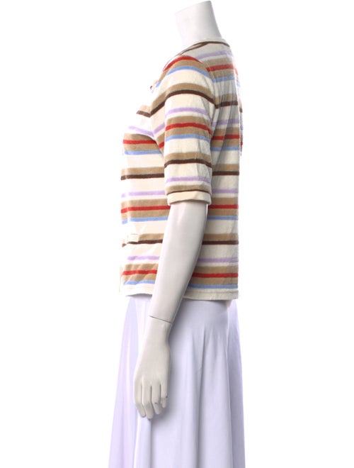 Veronica Beard Striped Crew Neck Crop Top