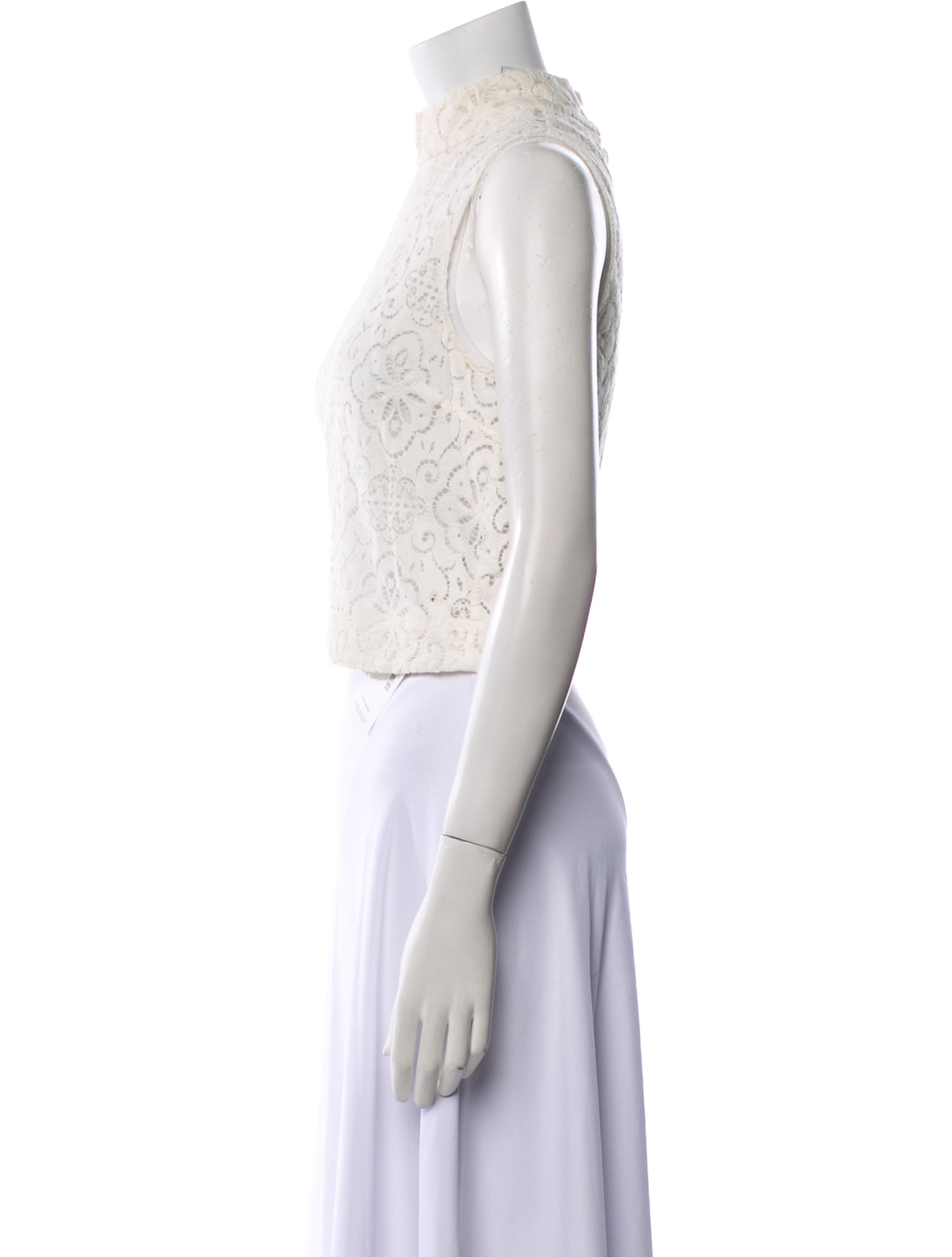 Veronica Beard Lace Mock Neck Crop Top