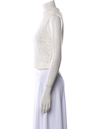 Veronica Beard Lace Mock Neck Crop Top