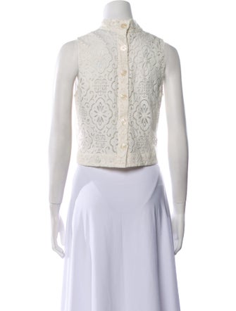 Veronica Beard Lace Mock Neck Crop Top