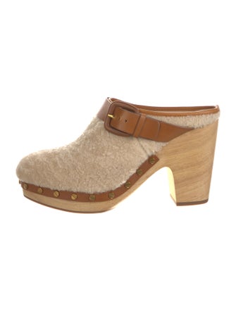 Veronica Beard Shearling Fur Trim Mules