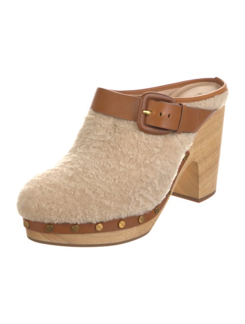 Veronica Beard Shearling Fur Trim Mules