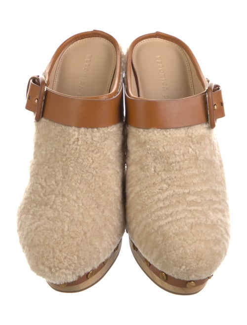 Veronica Beard Shearling Fur Trim Mules
