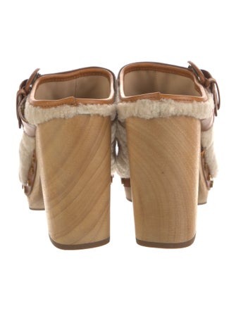 Veronica Beard Shearling Fur Trim Mules