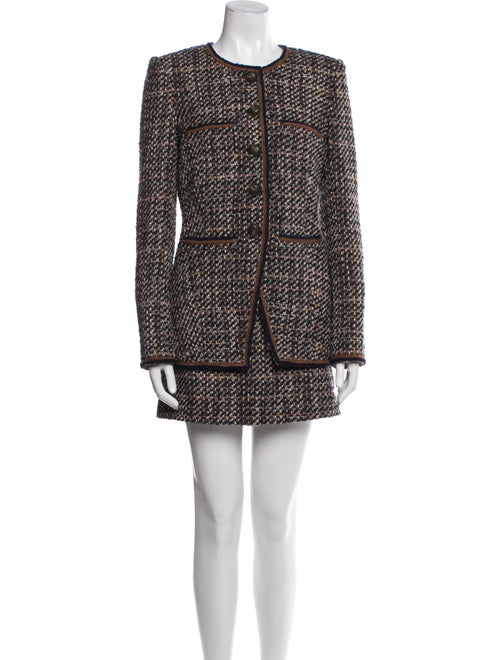 Veronica Beard Tweed Pattern Glitter Accents Skirt Suit