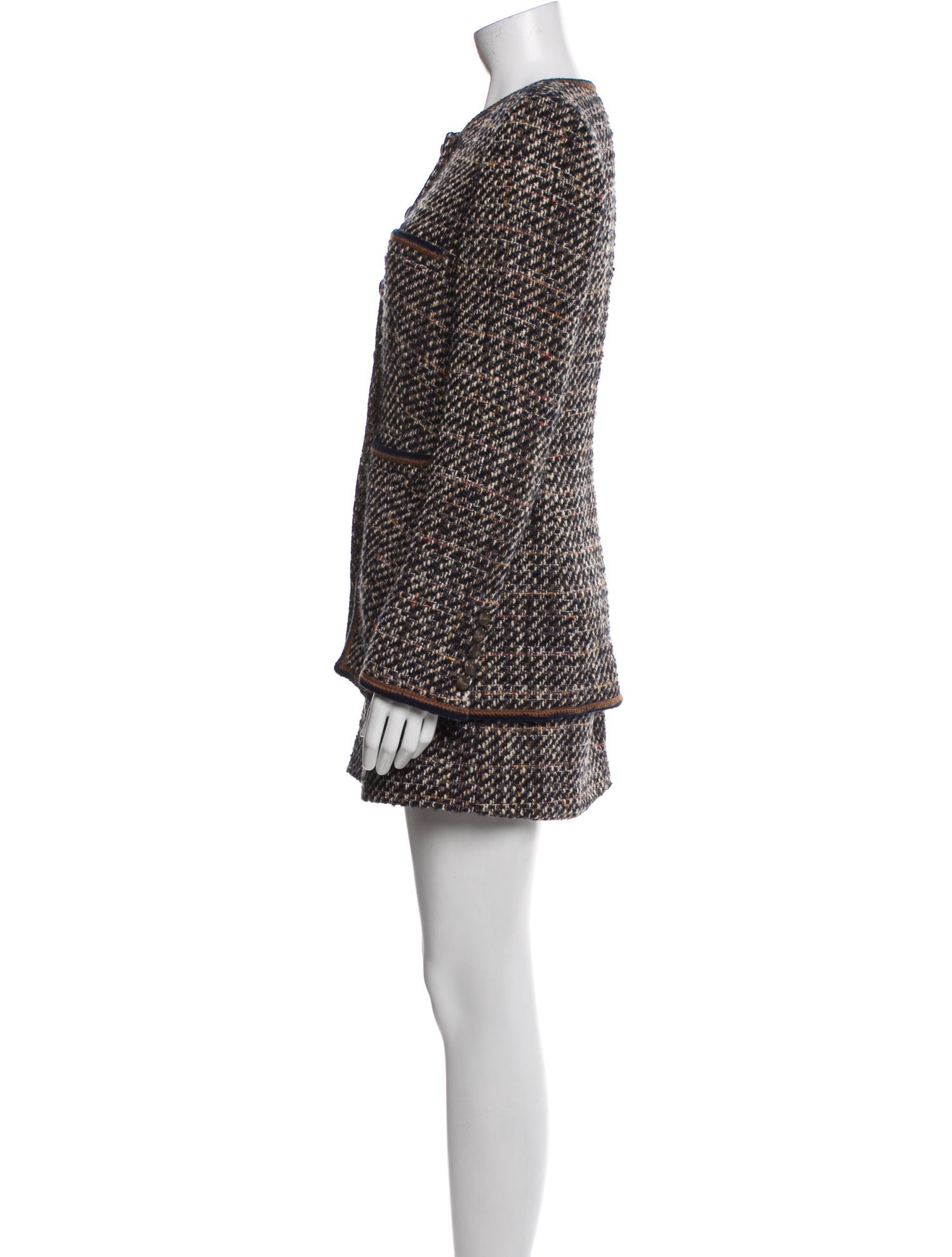 Veronica Beard Tweed Pattern Glitter Accents Skirt Suit
