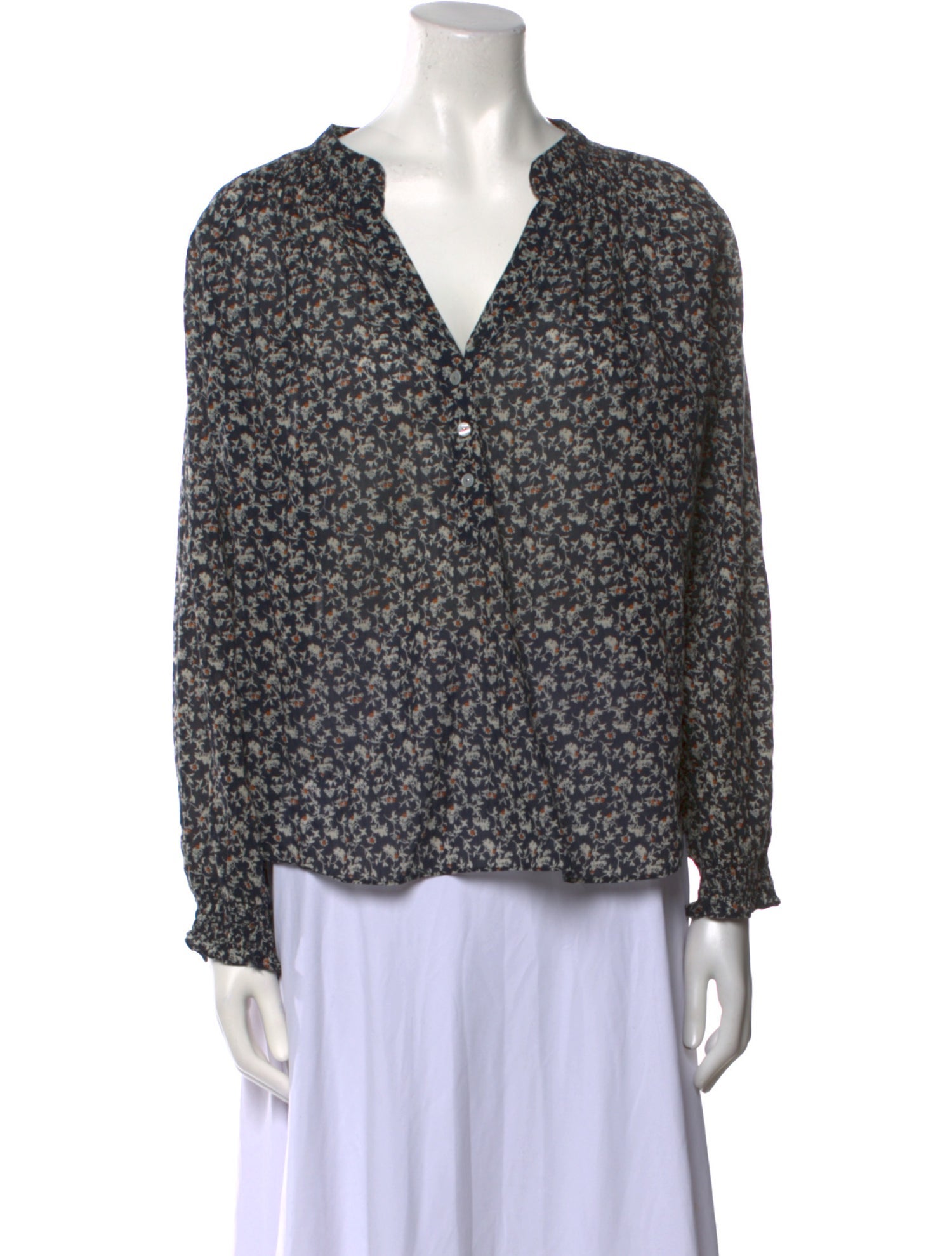 Veronica Beard Printed V-Neck Blouse