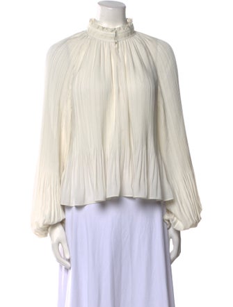 Veronica Beard Mock Neck Long Sleeve Blouse