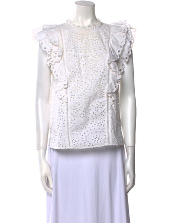 Veronica Beard Crew Neck Short Sleeve Blouse