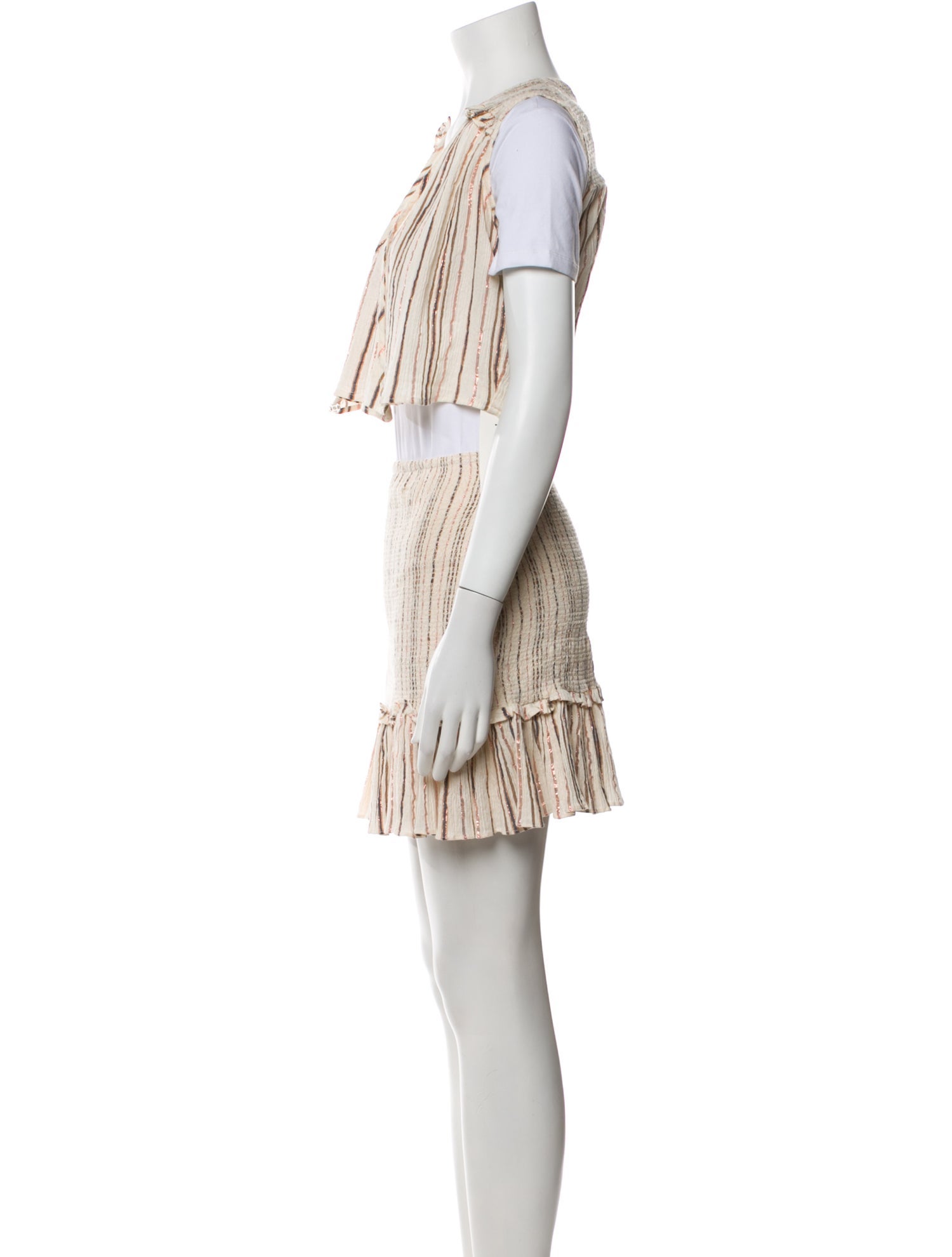 Veronica Beard Striped Glitter Accents Skirt Set