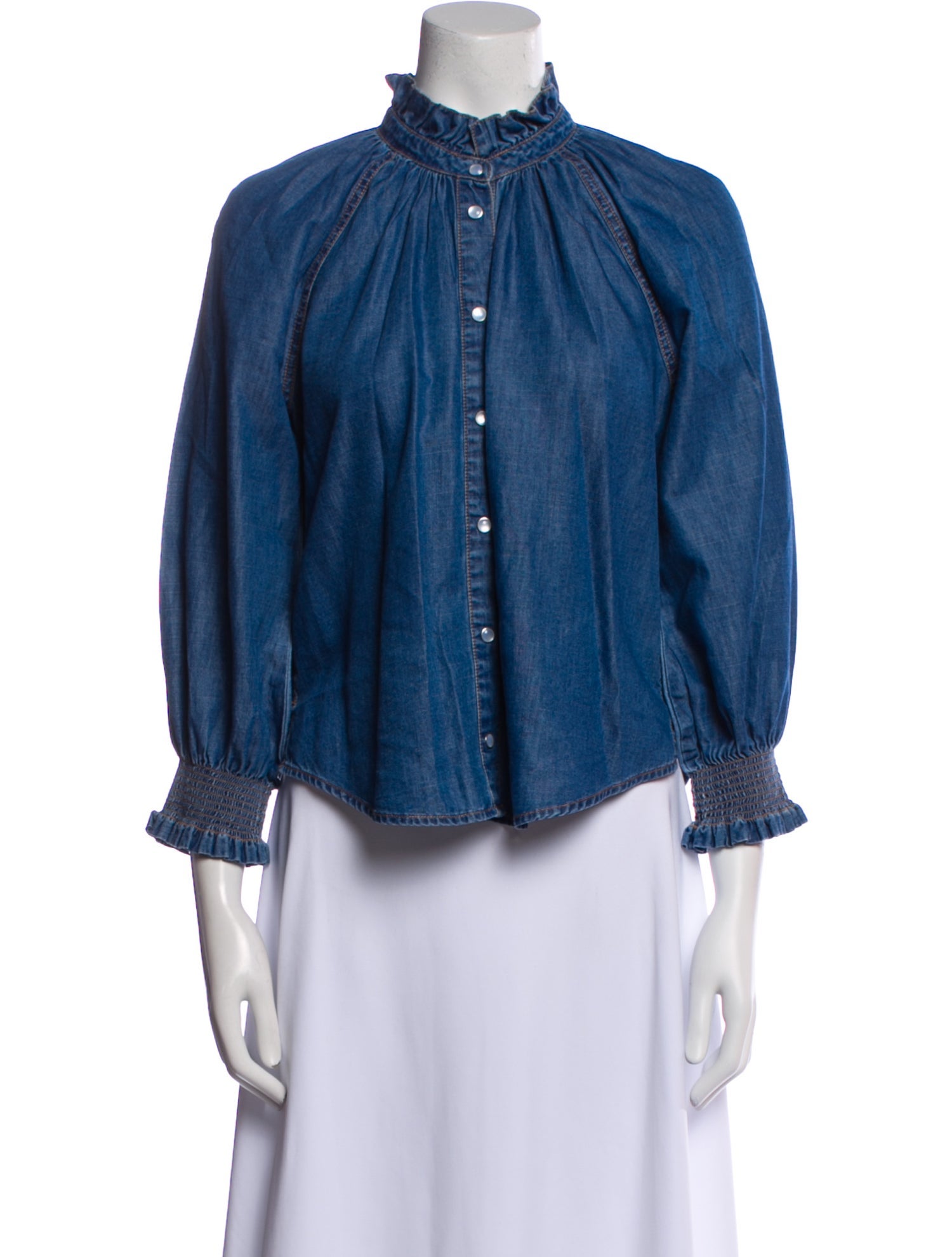 Veronica Beard Mock Neck Three-Quarter Sleeve Blouse