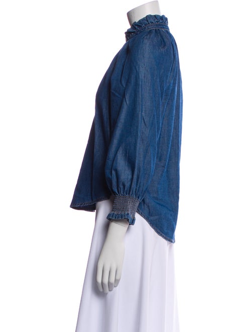 Veronica Beard Mock Neck Three-Quarter Sleeve Blouse