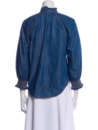 Veronica Beard Mock Neck Three-Quarter Sleeve Blouse