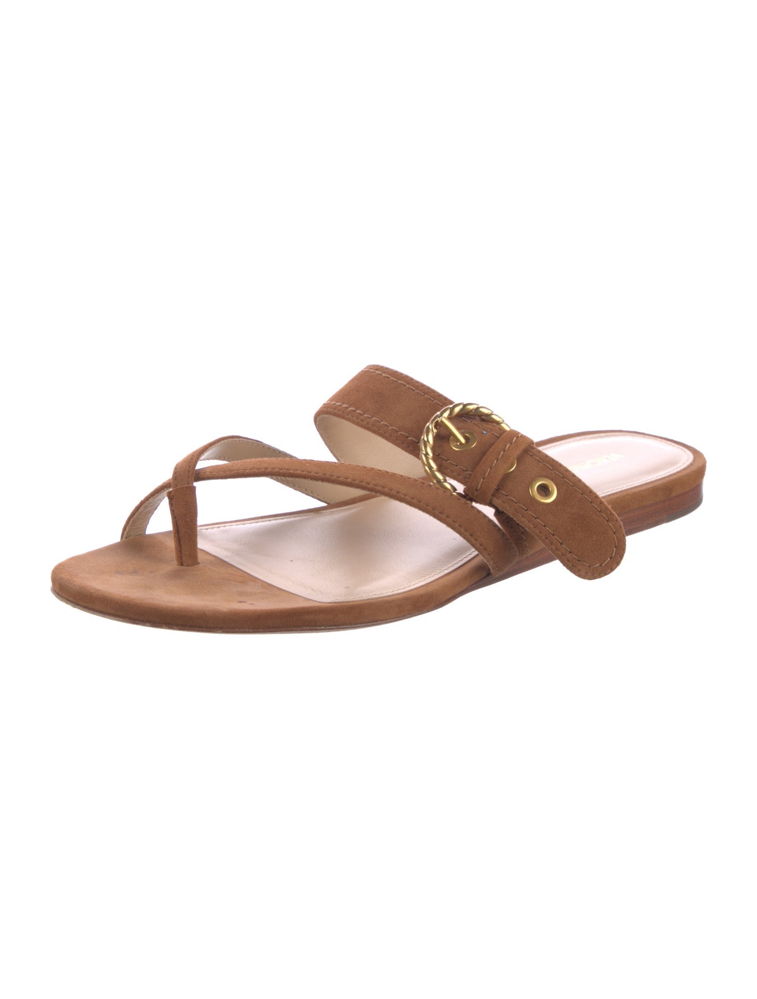 Veronica Beard Suede Whipstitch Trim Slides