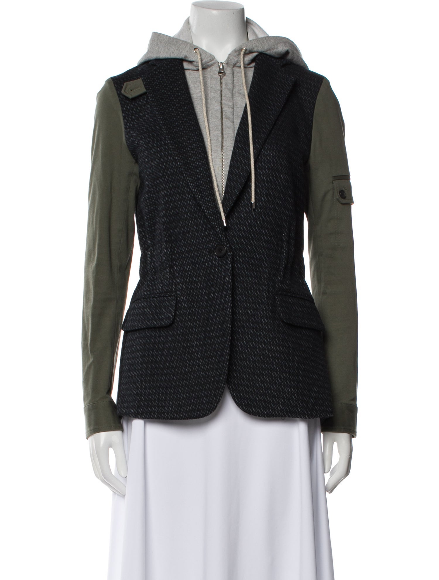 Veronica Beard Wool Colorblock Pattern Blazer