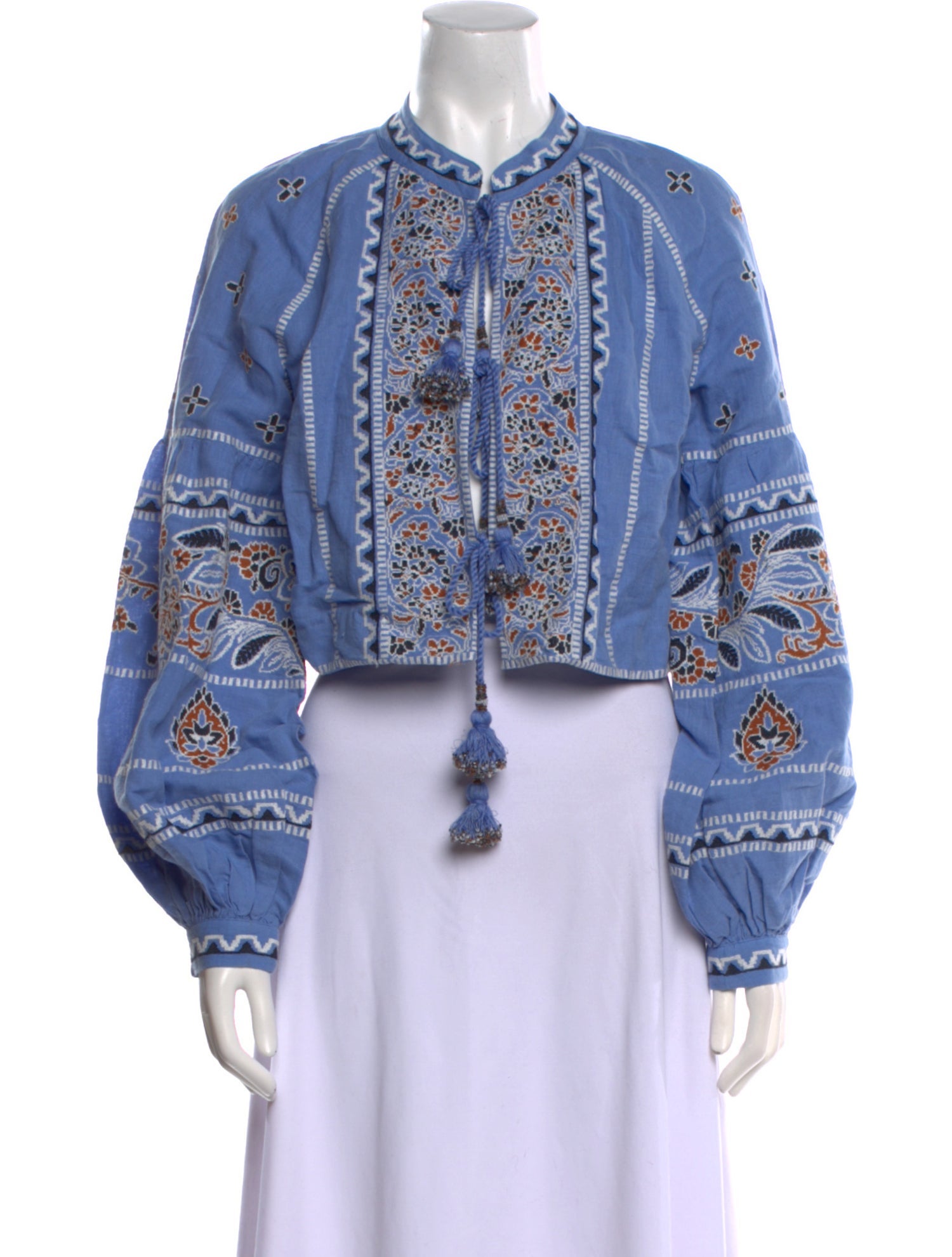 Veronica Beard Linen Printed Crop Top