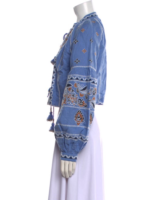 Veronica Beard Linen Printed Crop Top