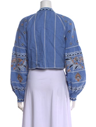 Veronica Beard Linen Printed Crop Top