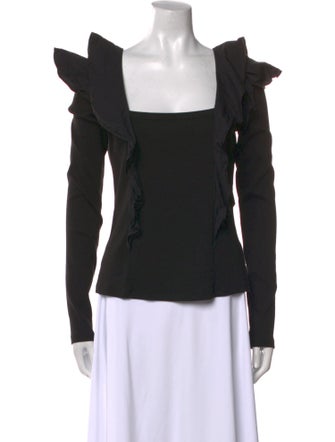 Veronica Beard Square Neckline Long Sleeve Top