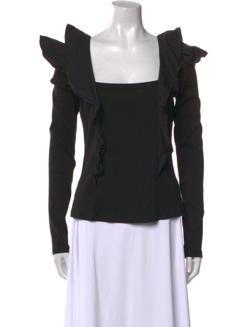 Veronica Beard Square Neckline Long Sleeve Top