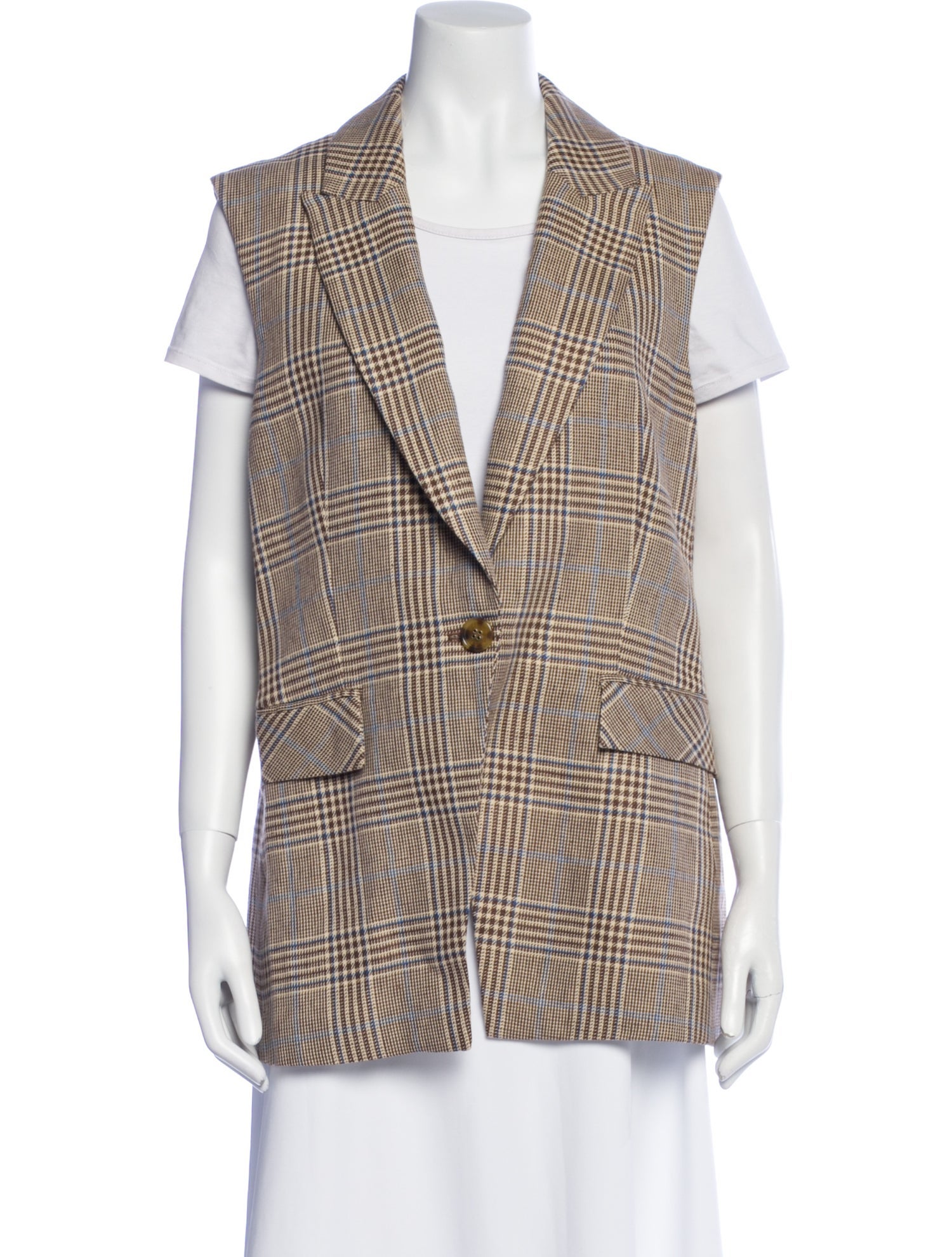 Veronica Beard Plaid Print Vest