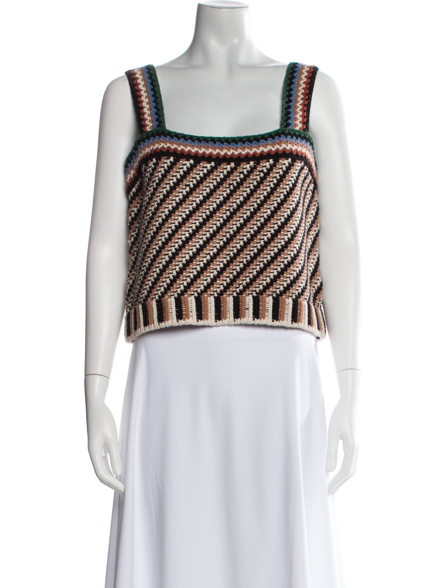 Veronica Beard Striped Square Neckline Sweater