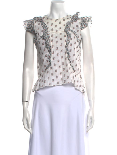 Veronica Beard Printed Scoop Neck Crop Top