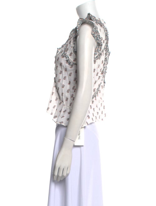 Veronica Beard Printed Scoop Neck Crop Top