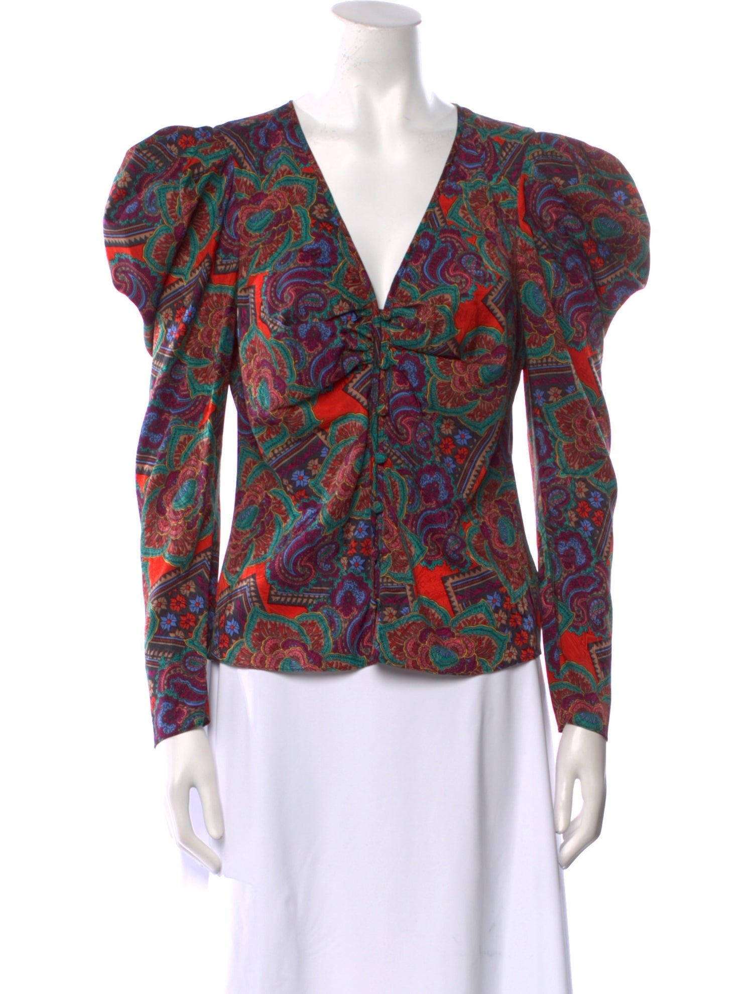 Veronica Beard Paisley Print V-Neck Blouse